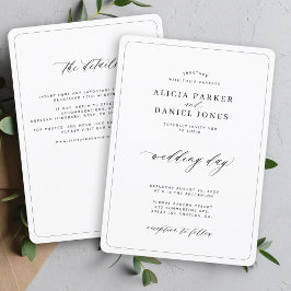 Invitación Sencillo y elegante blanco y negro todo en un boda