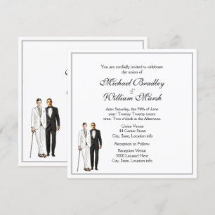 Invitación Sencillo y elegante Boda blanco gay Groom