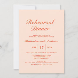Invitación Sencillo y elegante Boda de Peachy Cena