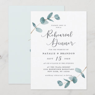 Invitación Sencillo y elegante Boda Eucalyptus Cena
