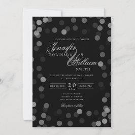 Invitación Sencillo y elegante casamiento Plata Confetti Negr