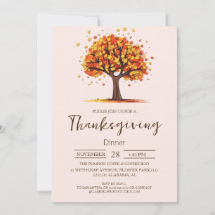 Invitación Sencillo y elegante cena de Acción de Gracias Flor