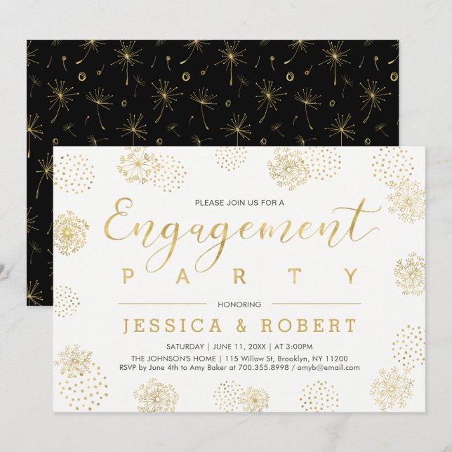 Invitación Sencillo y elegante compromiso de boda fiesta (Anverso / Reverso)