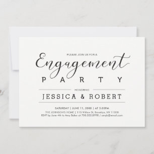 Invitación Sencillo y elegante compromiso de boda negro fiest