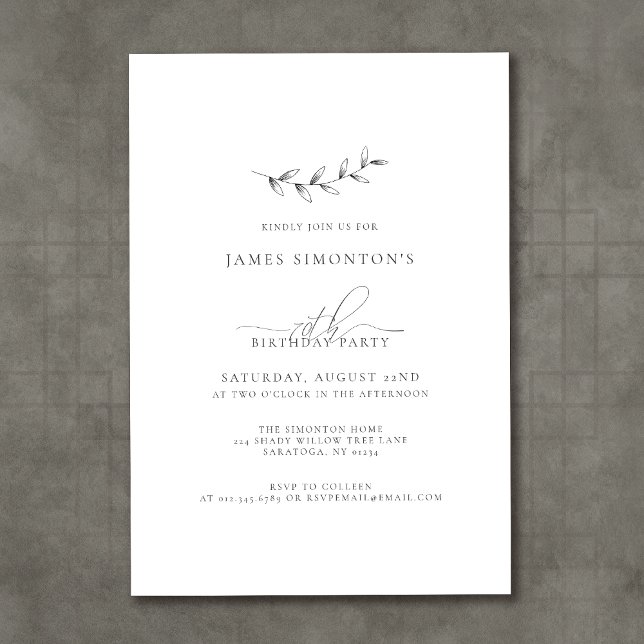 Invitación Sencillo y elegante cumpleaños 70 en el medio botá (Subido por el creador)