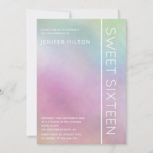 Invitación Sencillo y elegante dulce holográfico dieciséis
