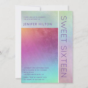 Invitación Sencillo y elegante dulce holográfico dieciséis