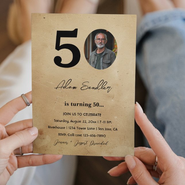 Invitación Sencillo y elegante Fiesta de 50 Años Rústica (Subido por el creador)