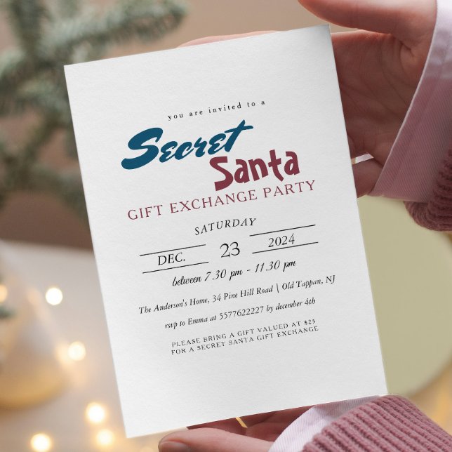 Invitación Sencillo y elegante Fiesta de Santa Navidades Secr (Subido por el creador)