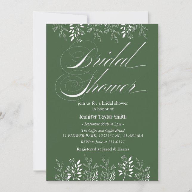 Invitación sencillo y elegante floral de flores silvestres De (Anverso)