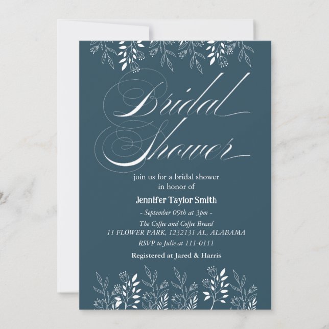 Invitación sencillo y elegante  floral  Despedida de Soltera  (Anverso)