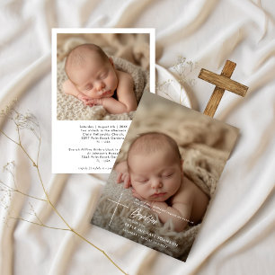 Invitación Sencillo y elegante guión niño bebé dos bautismo d