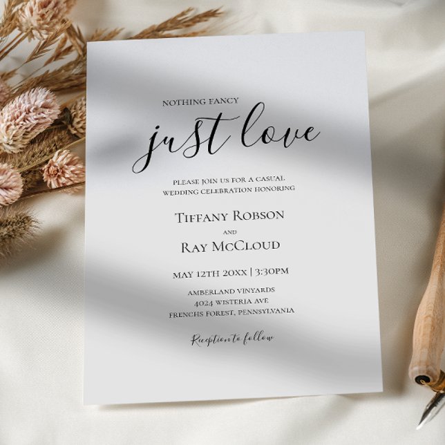 Invitación Sencillo y elegante Nada Fancy Just Love Boda (Subido por el creador)