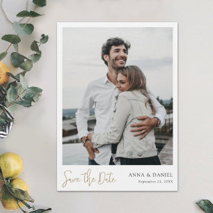 Invitación Sencillo y elegante oro moderno salva la foto de l