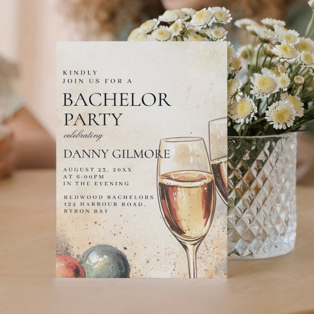 Invitación Sencillo y elegante partido de solteros (Subido por el creador)