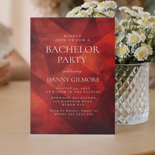 Invitación Sencillo y elegante partido de solteros rojos (Subido por el creador)