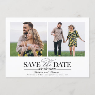 Invitación Sencillo y elegante Save The Date de boda con 2 fo