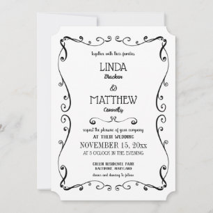 Invitación Sencillo Y Elegante Swirl Moderno Boda Floreciente