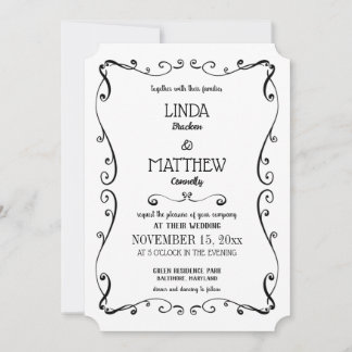 Invitación Sencillo Y Elegante Swirl Moderno Boda Floreciente