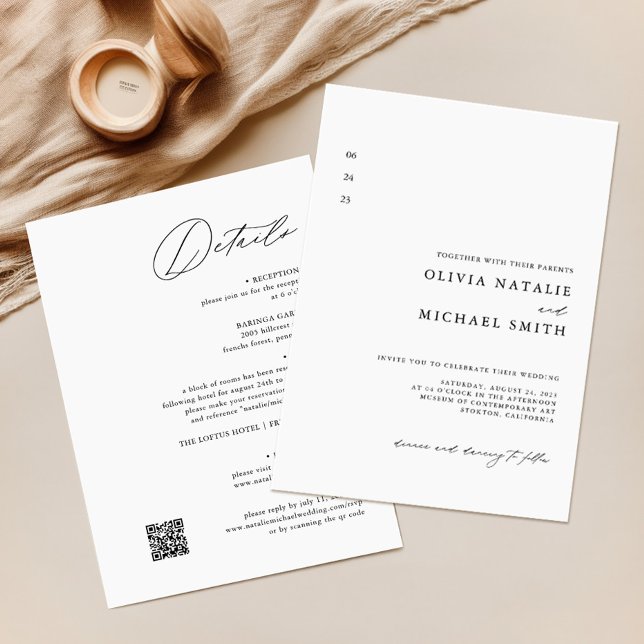 Invitación Sencillo Y Elegante Todo En Un Boda De Código QR (Subido por el creador)