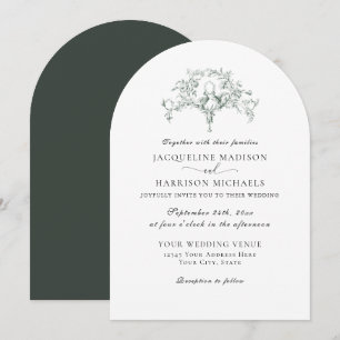 Invitación Sencillo y elegante toile francés de bosque verde