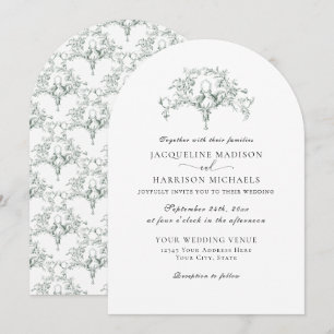 Invitación Sencillo y elegante toile francés de palomas en ve