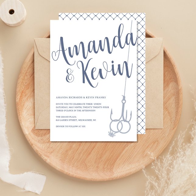 Invitación Sencillo y moderno Boda de anzuelo de pesca Anillo (Subido por el creador)