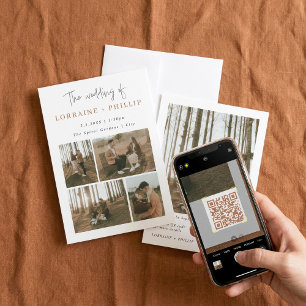 Invitación Sencillo y moderno boda de código QR de 5 fotos