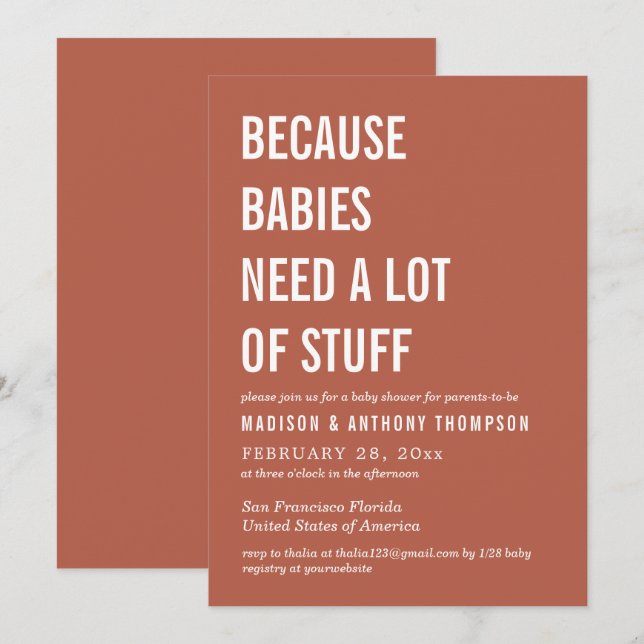 Invitación Sencillo y moderno género Desierto neutral Baby Sh (Anverso / Reverso)