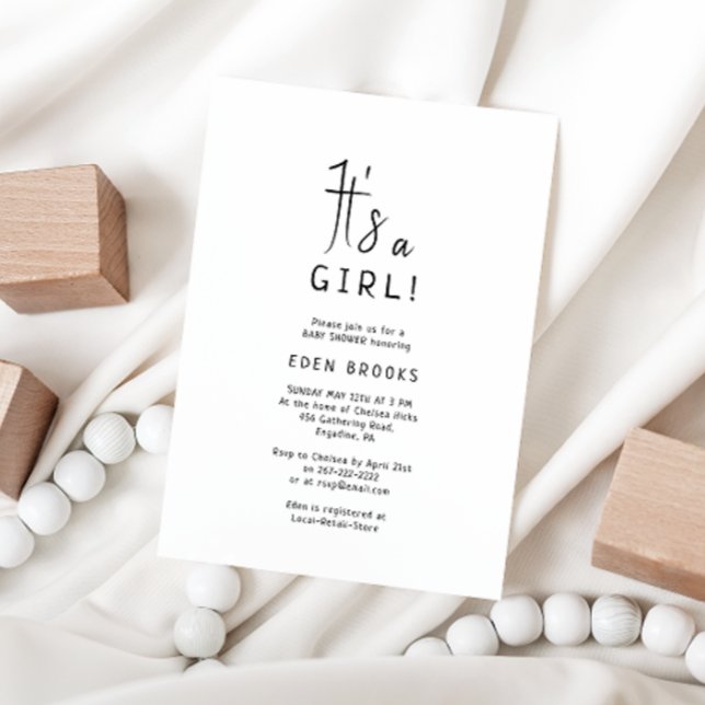Invitación Sencillo Y Moderno Neutral Es Un Chica! Baby Showe (Subido por el creador)