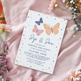 Invitación Sencillo y moderno sorbo de mariposa y ver