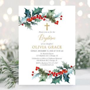 Invitación Sencillos Navidades de la vegetación de oro rojo b
