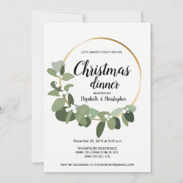 Invitación Sencillos Navidades modernos Fiesta de cena Wreath