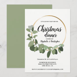 Invitación Sencillos Navidades modernos Fiesta de cena Wreath