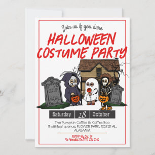 Invitación Sencillos niños miedosos de horror Fiesta de disfr