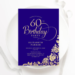 Invitación Sencillos Rosas de oro púrpura de 60 años