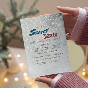Invitación Sencillos y elegantes copos de nieve secreto Santa