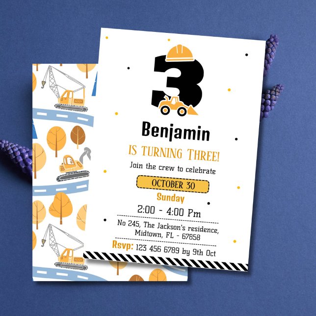 Invitación Sencillos y lindos camioneros de construcción niño (Subido por el creador)