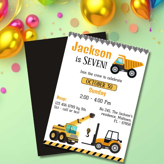 Invitación Sencillos y lindos camioneros de construcción niño (Subido por el creador)