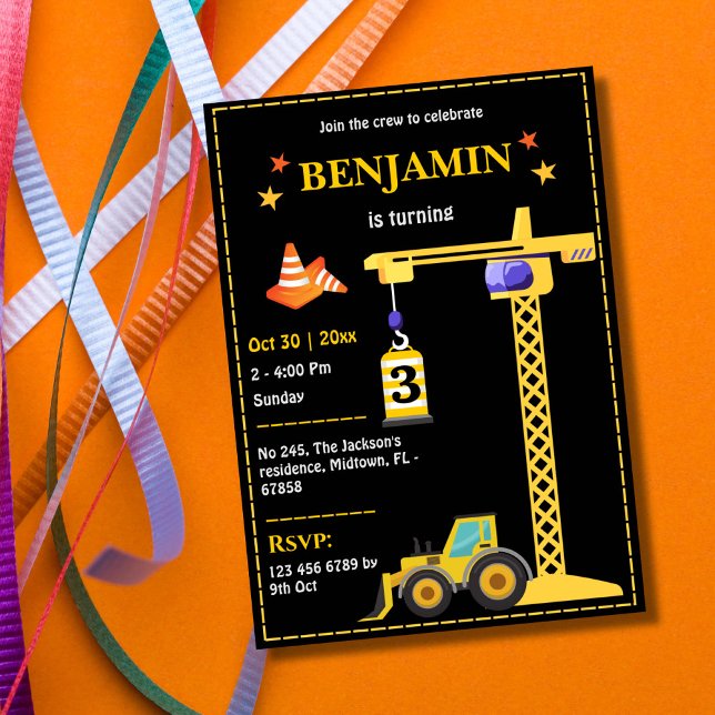 Invitación Sencillos y lindos camioneros de construcción niño (Subido por el creador)