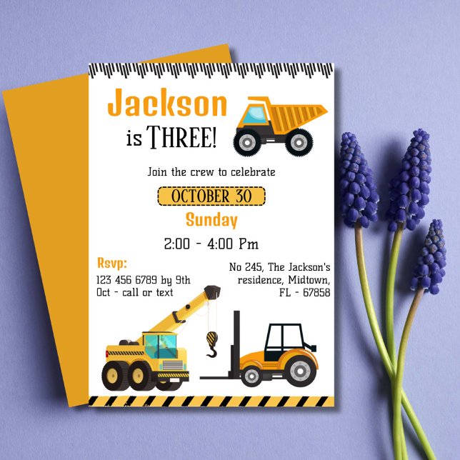 Invitación Sencillos y lindos camioneros de construcción niño (Subido por el creador)
