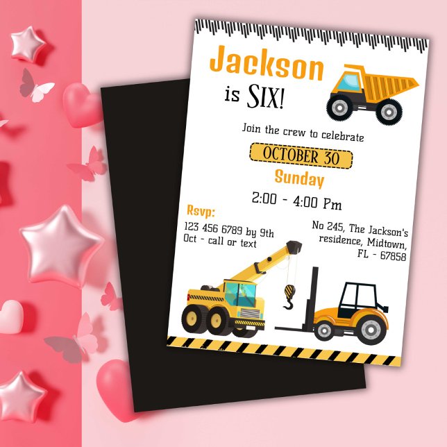 Invitación Sencillos y lindos camioneros de construcción niño (Subido por el creador)