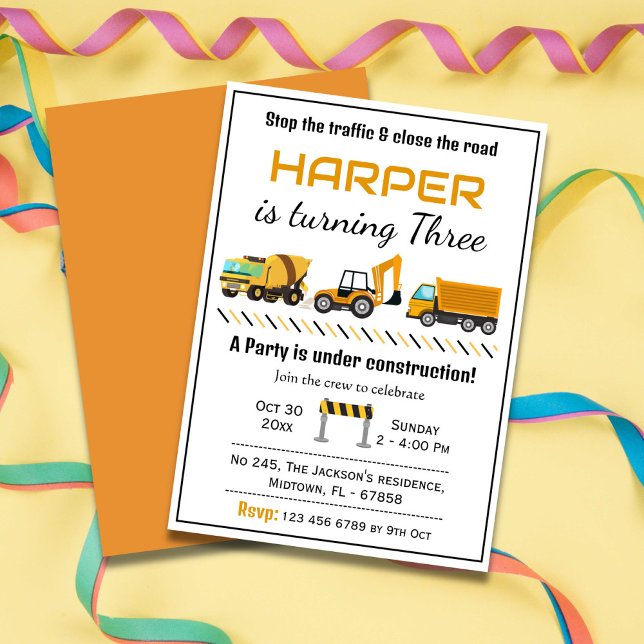 Invitación Sencillos y lindos camioneros de construcción niño (Subido por el creador)