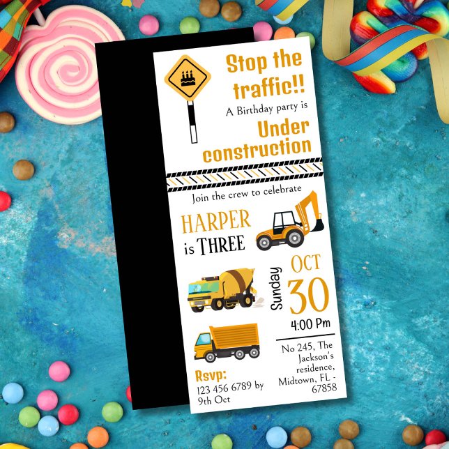 Invitación Sencillos y lindos camioneros de construcción niño (Subido por el creador)