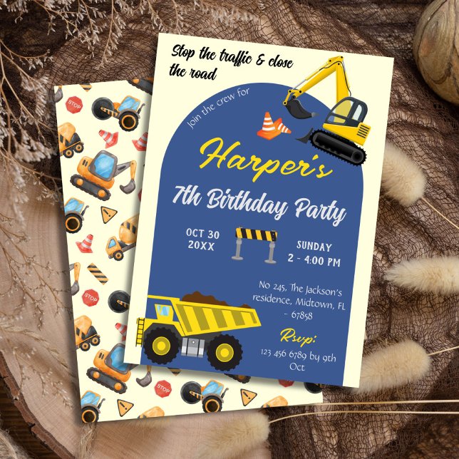Invitación Sencillos y lindos camioneros de construcción niño (Subido por el creador)