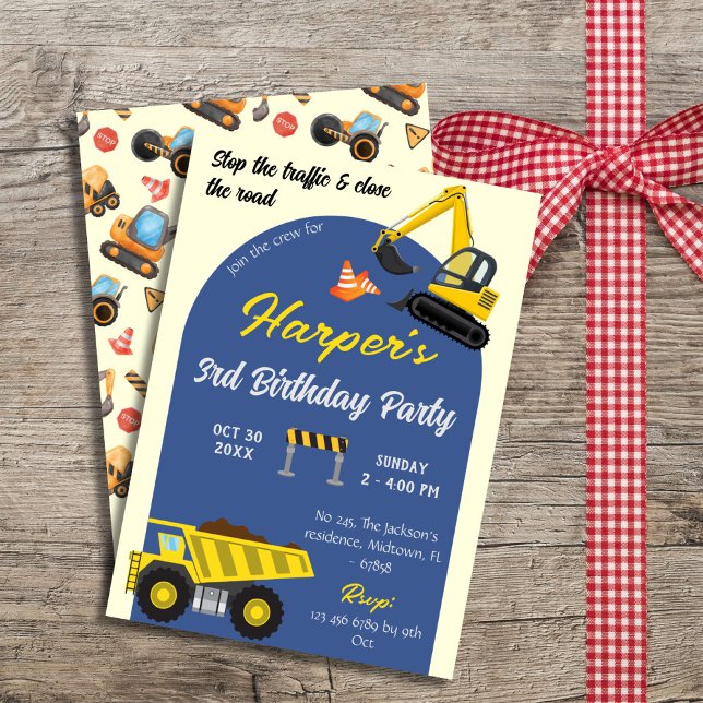 Invitación Sencillos y lindos camioneros de construcción niño (Subido por el creador)