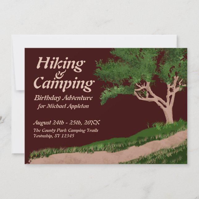 Invitación Senderismo y camping Aventura de cumpleaños Invita (Anverso)