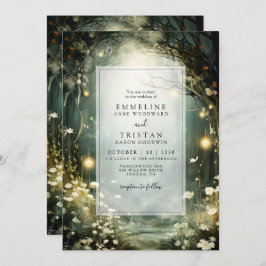 Invitación Sendero Boscoso Encantado De Flores Boda Verde
