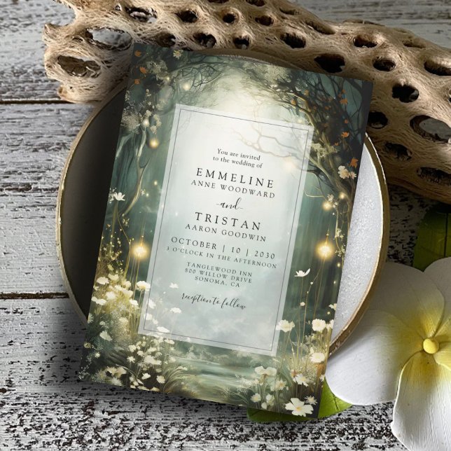 Invitación Sendero Boscoso Encantado De Flores Boda Verde (Subido por el creador)