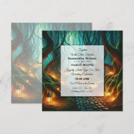 Invitación Sendero de Linternas en Bosque Torcido para Bodas